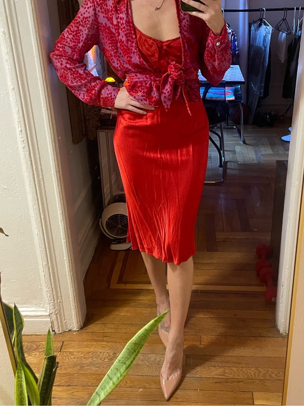 Holiday red slinky dress